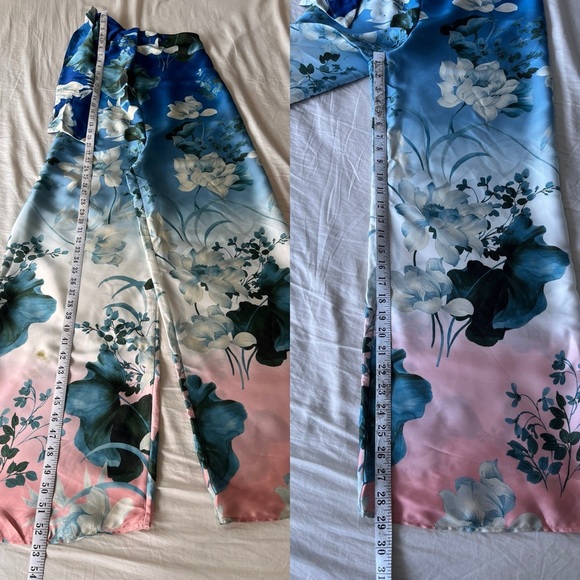 NWT ZARA Blue Floral One-Shoulder Wide Leg Jumpsuit XS - Picture 14 of 16
